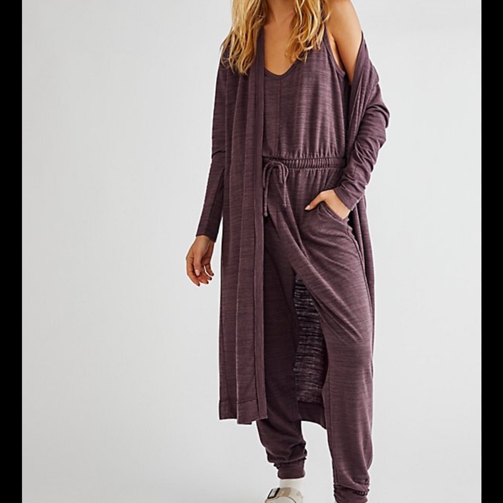 Free People Plum Jumpsuit with Cardigan